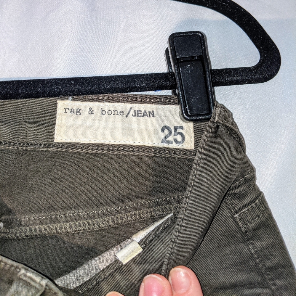 Rag & Bone Distressed Olive Ridley Moto Jeans, 25 - Picture 5 of 6